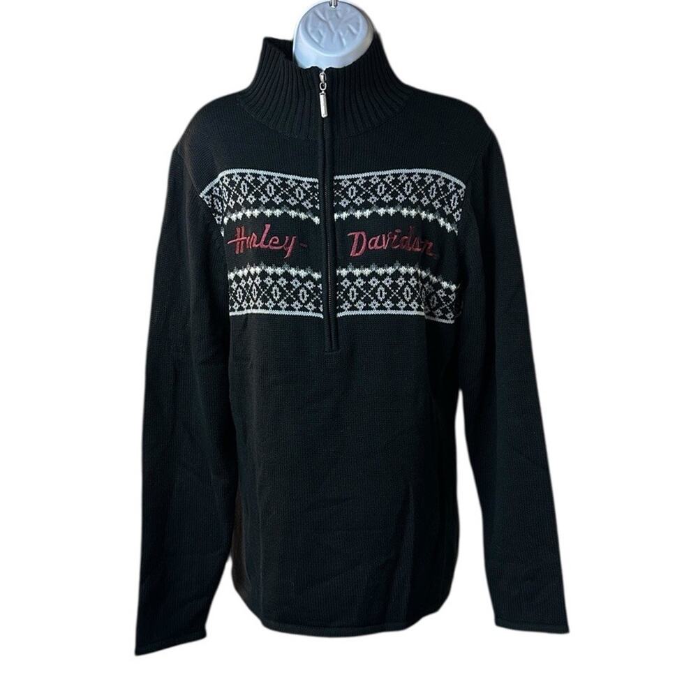 Harley Davidson Womens 1/2 Zip Embroidered Pullover Sweater Size XL NWT READ